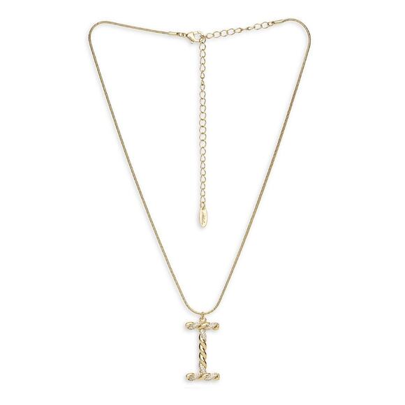 NEW ETTIKA Anthropologie 18K Goldplated Twisted Crystal Initial Necklace I - Picture 1 of 4